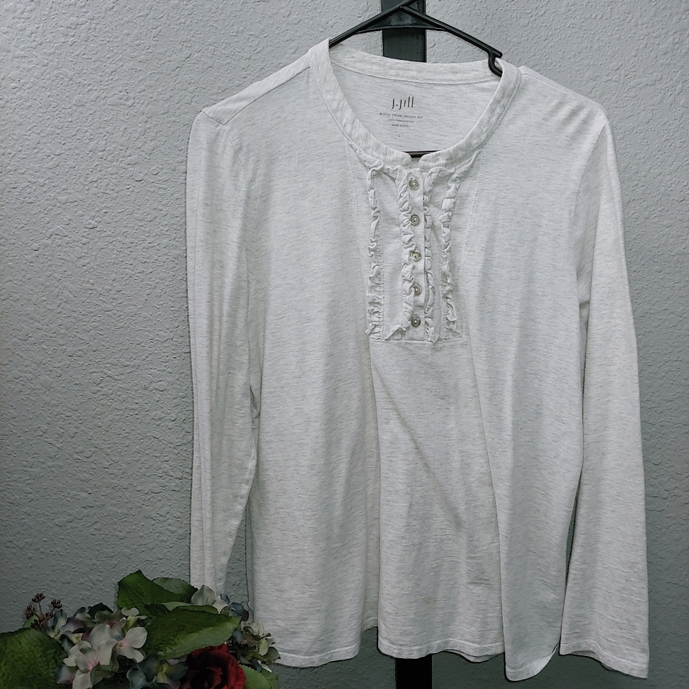 *3/$25* J. Jill Ruffle Henley Tee L.   4a01